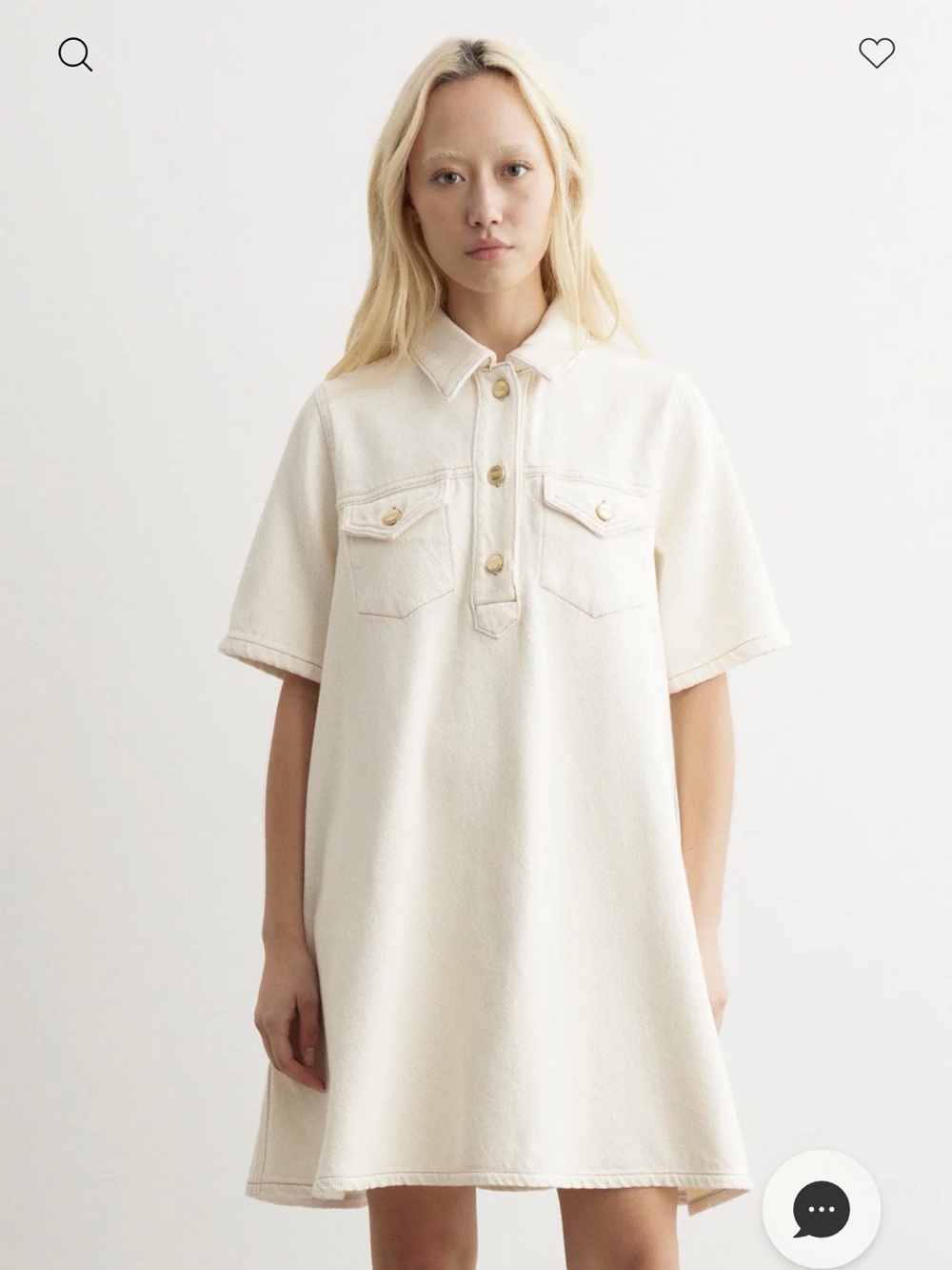 NWT GANNI XL Organic Cotton Heavy Denim Minidress Egret